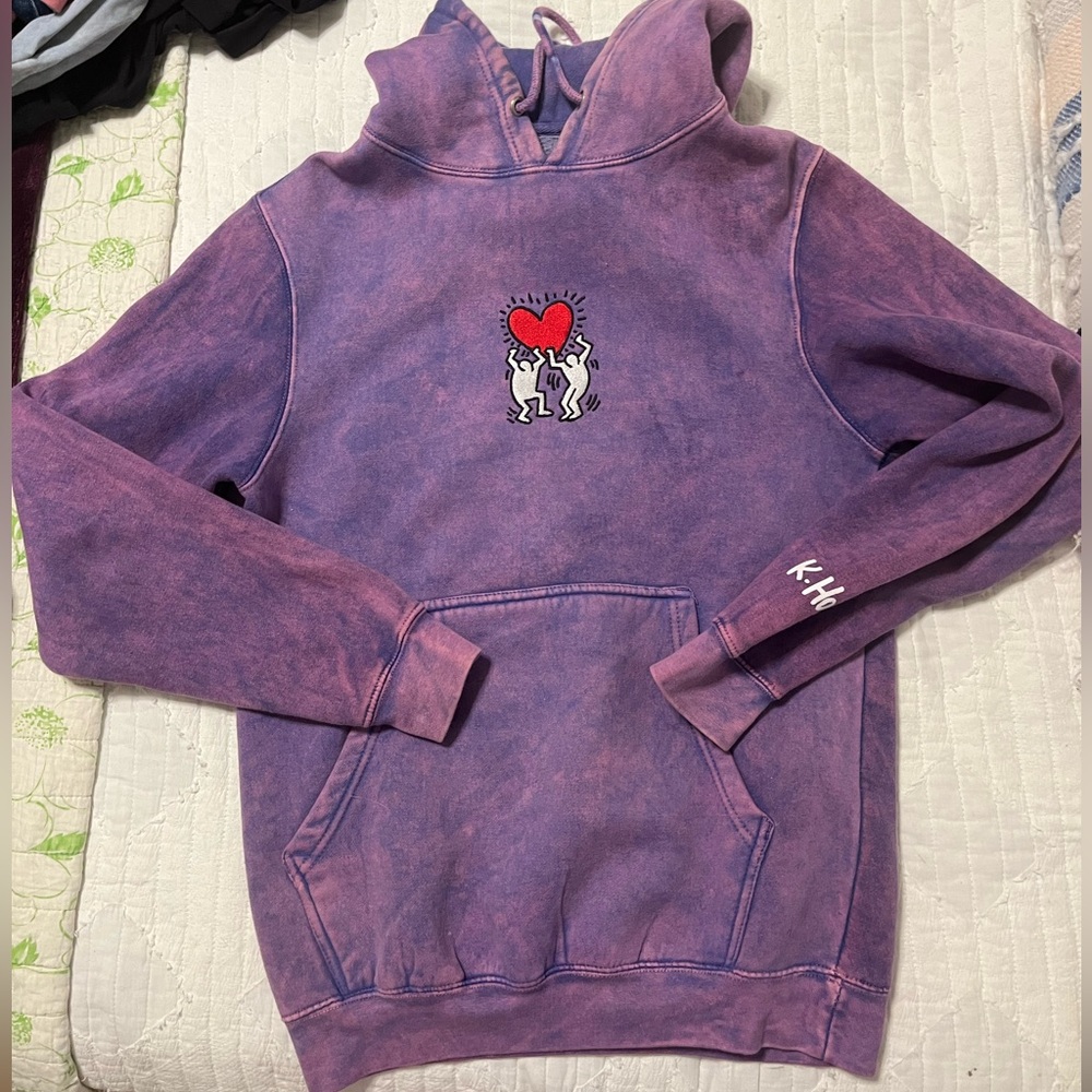 Keith Haring X Urban Outfitters Purple Tye Dye Sweatshirt Size L (runs small!!)